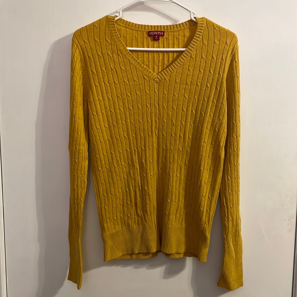 Gold yellow v-neck sweater
